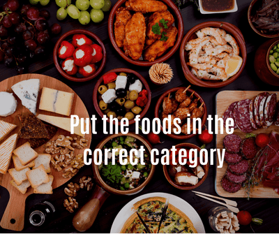 Put the foods in the correct category
